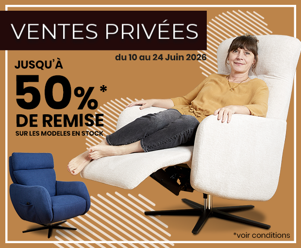 Ventes Privées Everstyl® : jusqu'à 50 % de remise sur une sélection de fauteuils de relaxation en stock